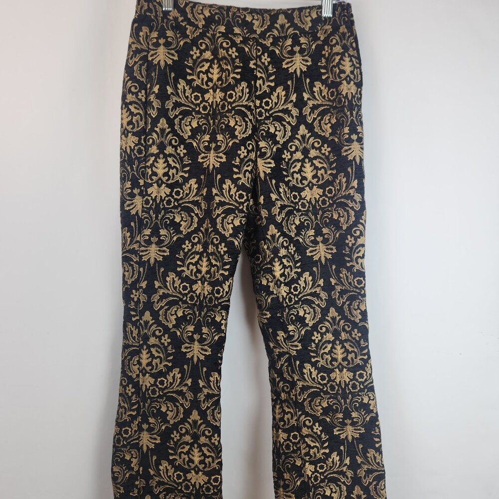 Urban Outfitters Black Gold Brocade Trousers 2 | Holiday Party Nicky Jacquard
